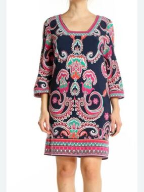 Laundry By Shelli Segal Floral Medallion Square Neck Shift Dress, size 4